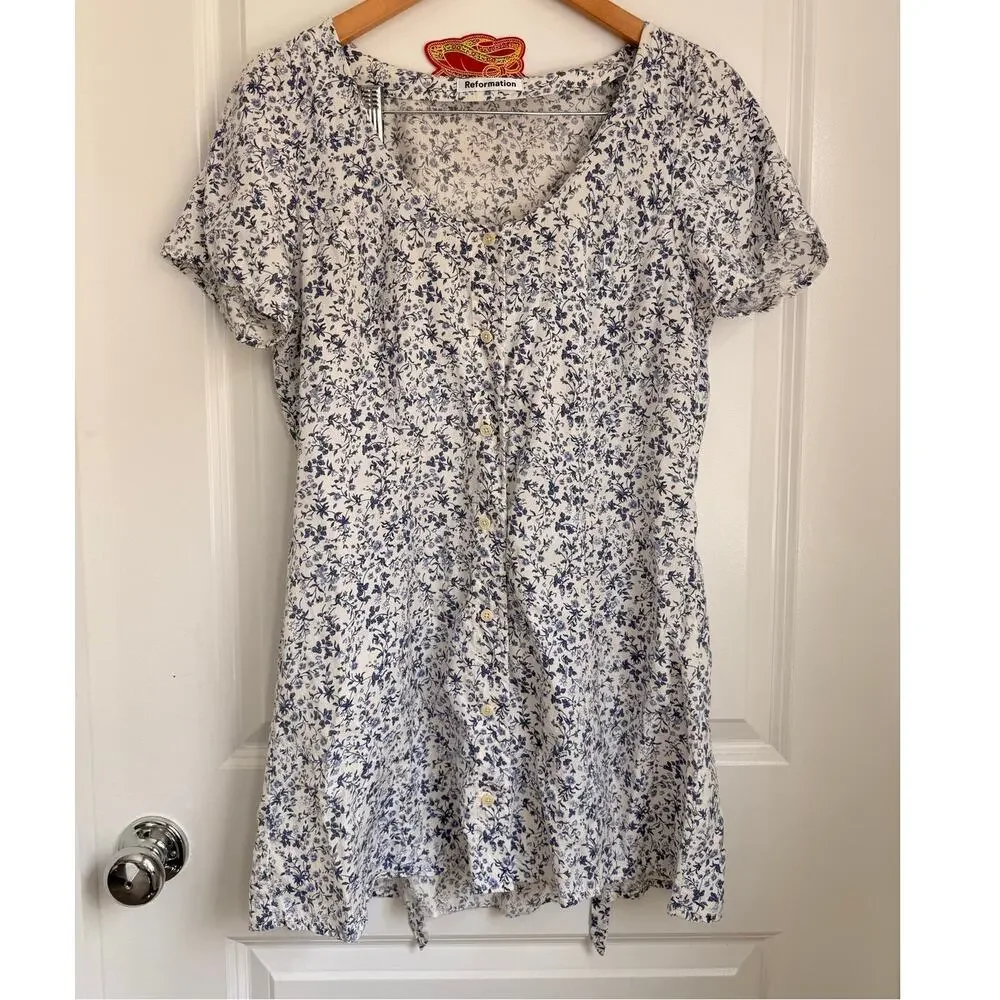 Reformation Margeaux Mini Dress Floral Spring Summer Relaxed‎ Lightweight